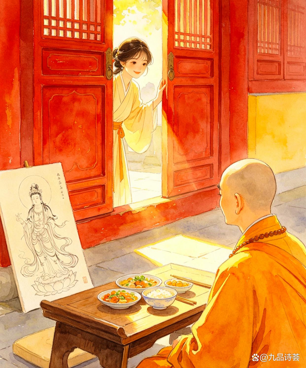 正午的寺门，被我轻轻推开