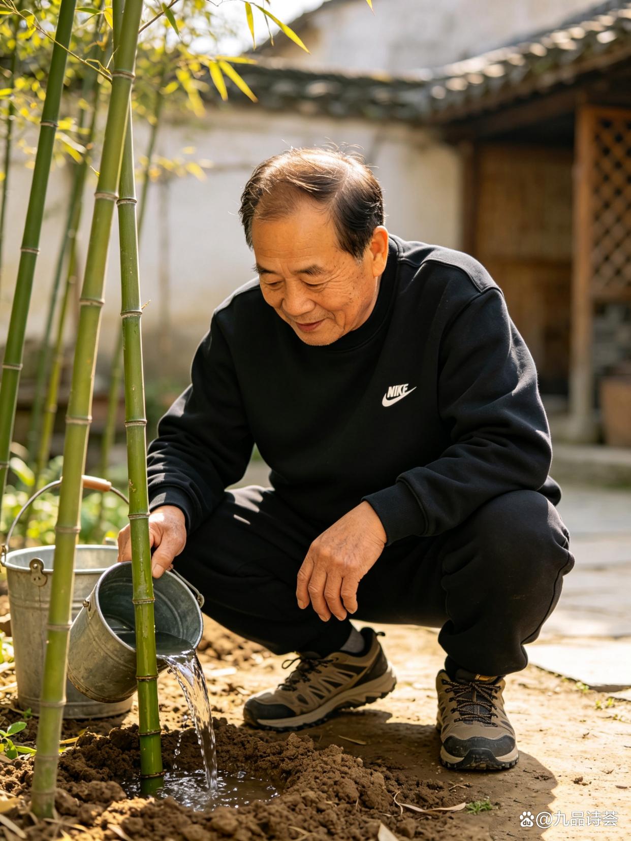 《小院的竹子，老王的岁月》竹在长，人在好